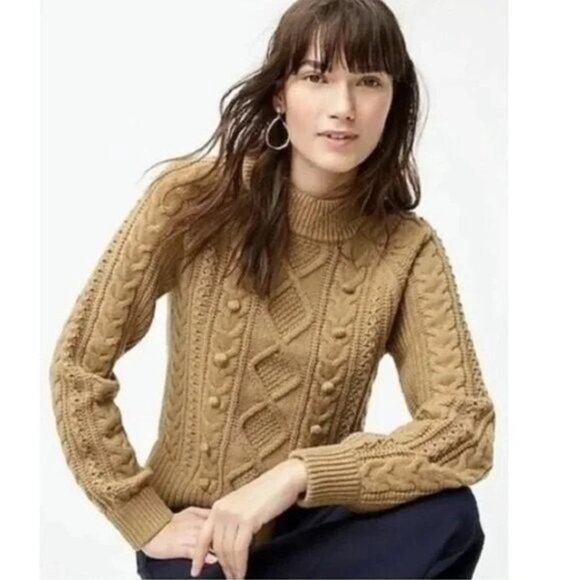 NWT J. Crew  Lambswool Blend Azra Pom Pom Cable Knit Sweater XL - Picture 2 of 6